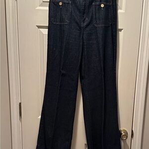 EUC J. Crew Dark Blue Wash Wide Leg Denim Trousers